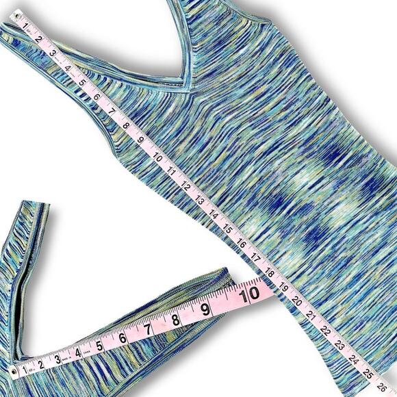 Vintage Bebe Space Dye Rayon Knit Cami Tank Top Blue Green Y2K Stretch Size S - Picture 3 of 8